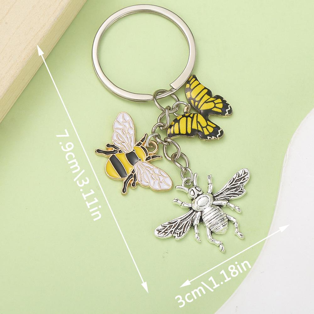 Personalized Pearl Bee & Sunflower Honeycomb Keychain Charm
