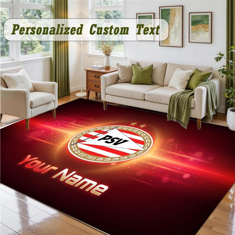 Crystal Velvet Square Rug Custom NamePSV Eindhoven FC Pattern Non Slip Home Floor Decor Rug