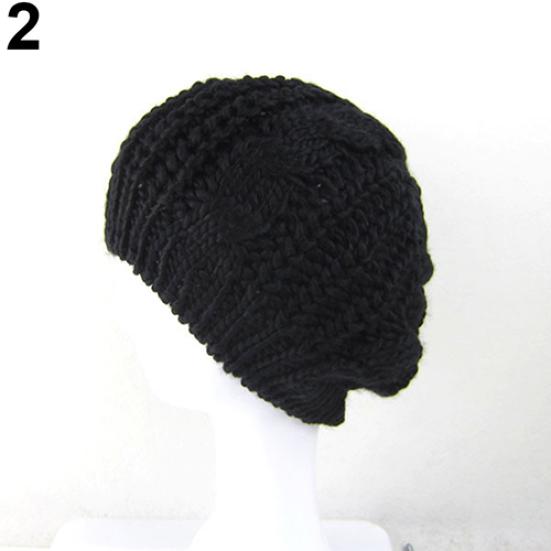 Dámské sladké jednobarevné baret Beanie Winter Artist Baggy Háčkovaná teplá čepice dárek