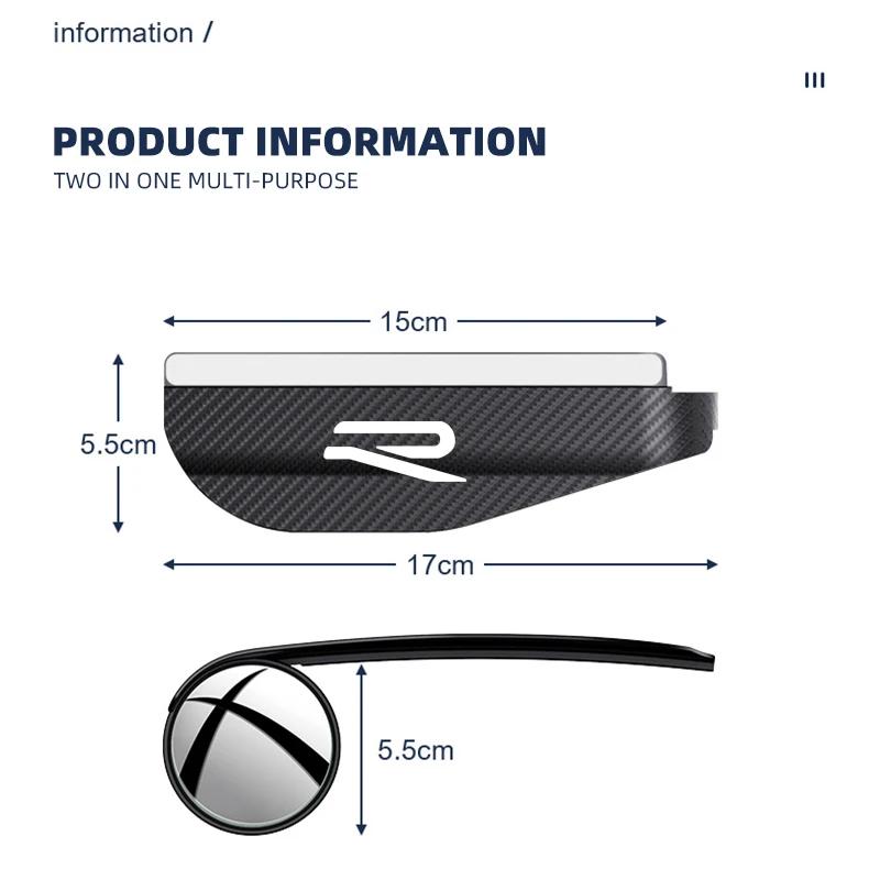 For VW Volkswagen Jetta MK5 Golf 2PCS Car Rearview Mirror Rain Eyebrow Visor Small Round Mirror For VW Volkswagen GTI R Rline Go