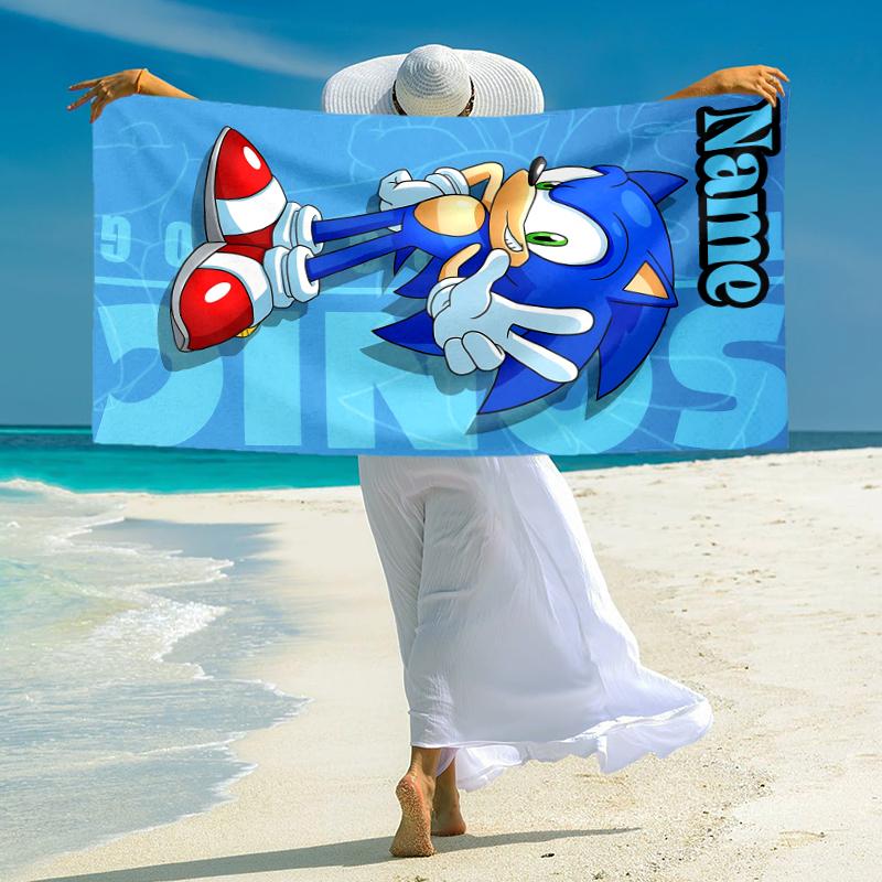 Personalized Sonic Adventure Beach Towel Microfiber Beach Towel Thin Absorbent for Beach Swimming Yoga Bath Sports. 091086