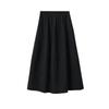 Ou Fan Women's Slimming Black Midi Skirt: Elastic Waist, Hip-Covering, Autumn/Winter Style #11017