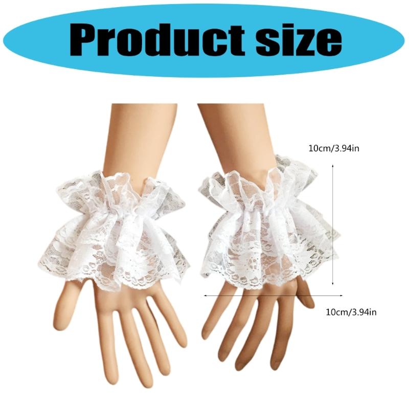 Breathable Lace Wrist Sleeves Stretchy Fit Sun Protection Comfortable For Outdoor Exercise Daily Use White Black