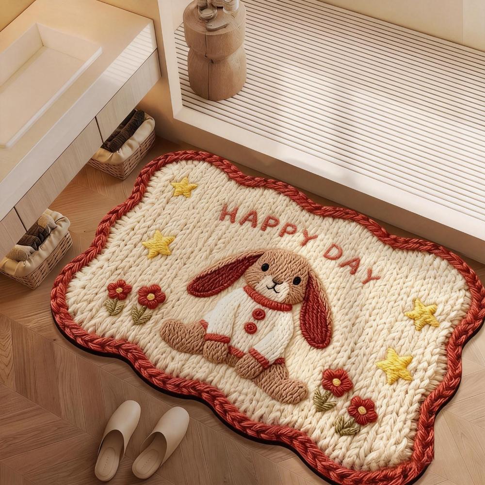 Durable 40*60cm Bath Mat Dirt-scraping Surface Water Absorption Pony Door Mat Household Washable Doormat Home Decoration