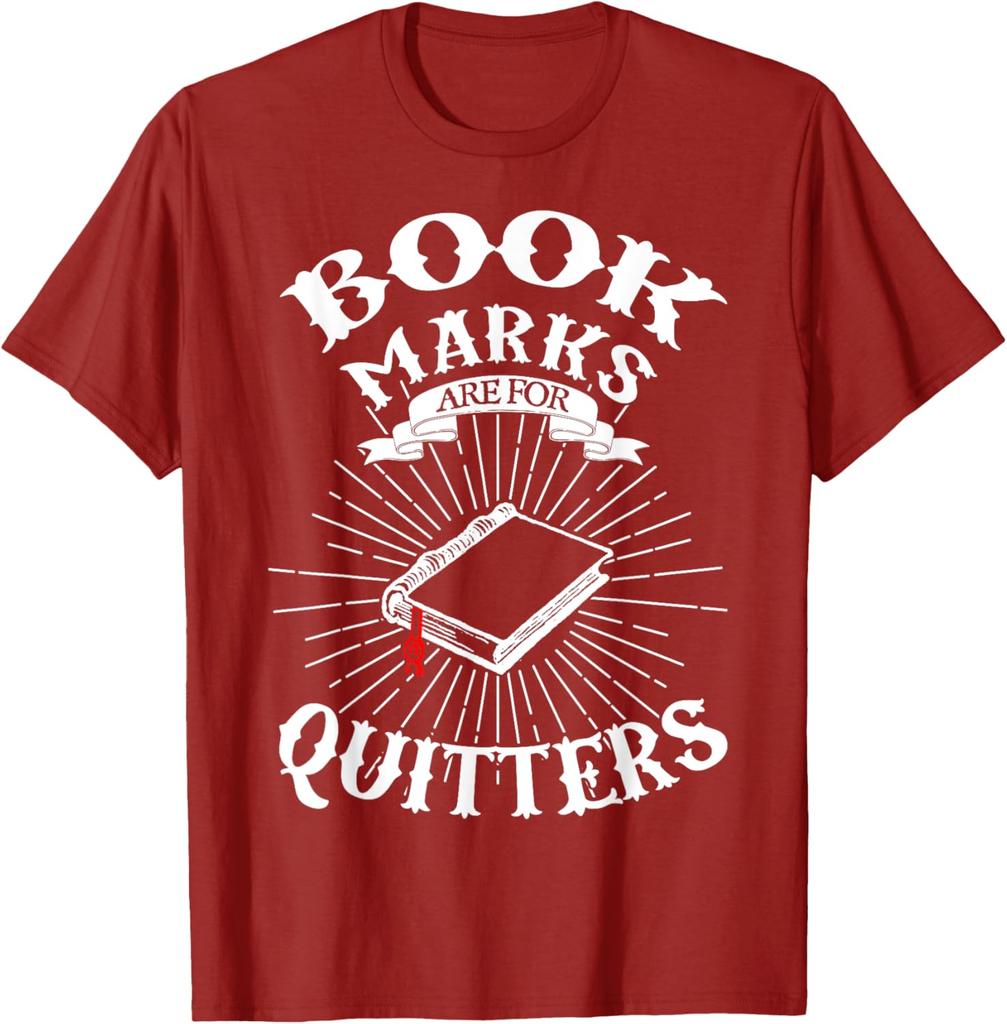 Book Marks Are For Quitters Reading Graphic TShirt Men Casual Short Sleeve Cotton Tee