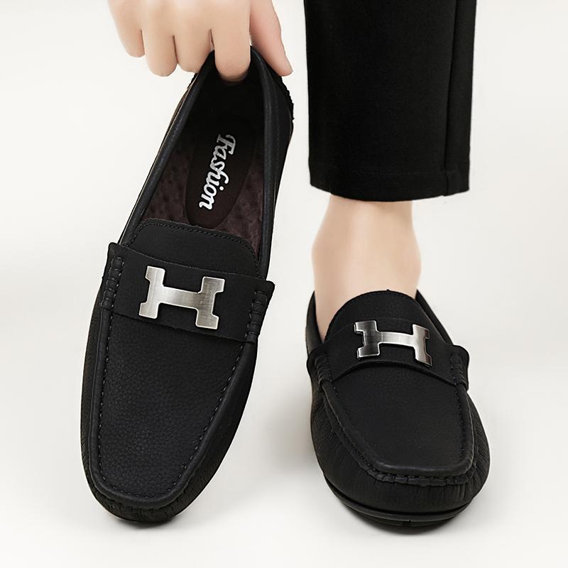 Doudou Shoes Men's Trendy Light Luxury British Style Soft-soled Casual Shoes Lazy People Can Wear Driving Loafers with One Foot