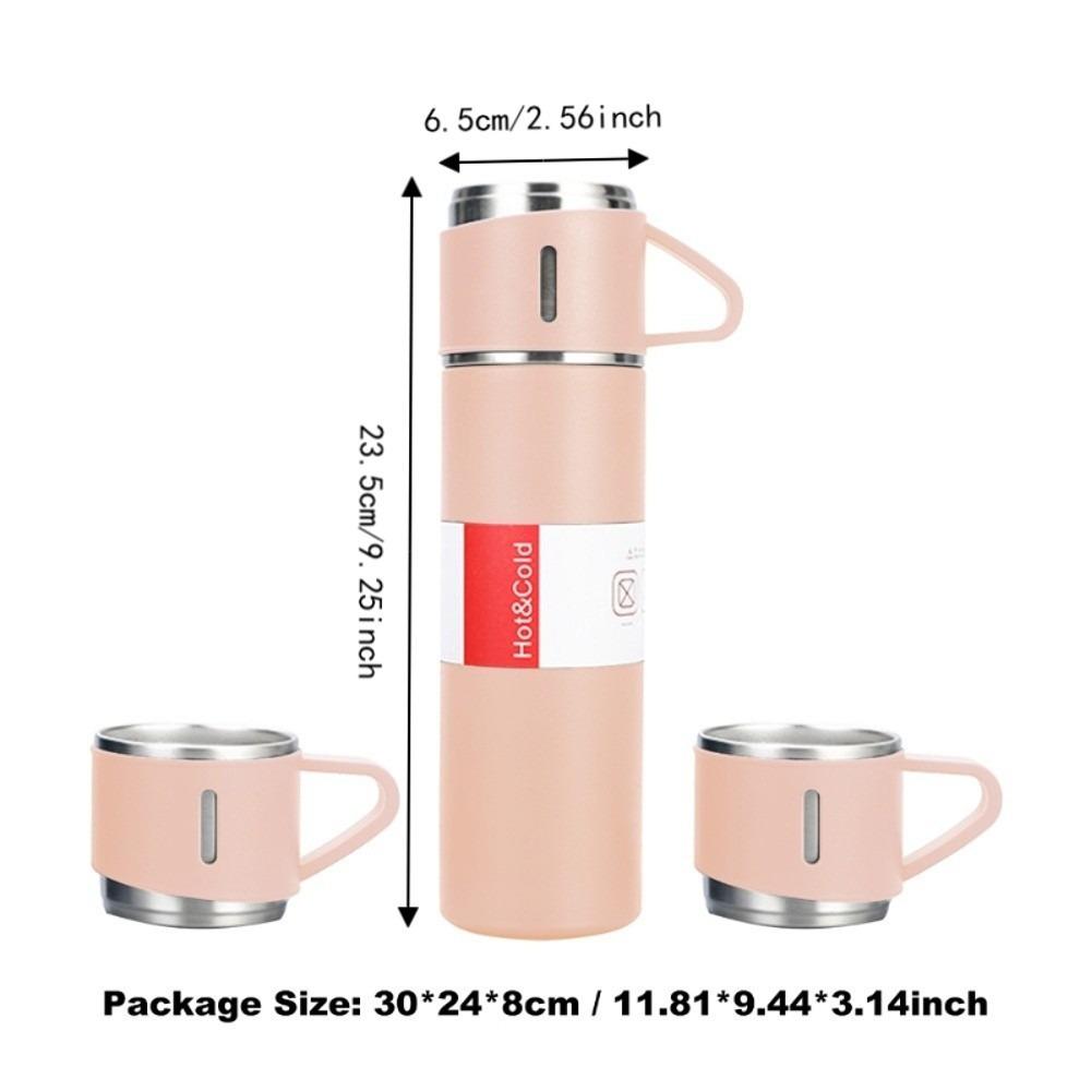2 Extra Cups Insulated Bottle 500ml Sport Flask Portable Coffee Tumbler For Hot&Cold Drink