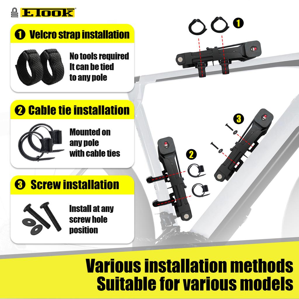 ETOOK Folding Bicycle Lock 1.2m Antitheft Bike Lock with Hidden Airtag Mount Heavy Duty Foldable Lock for Motorcycle MTB Cycling 4
