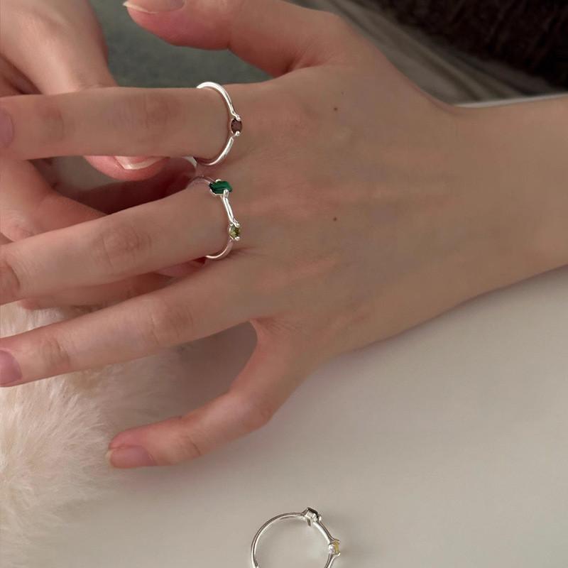 Trendy Minimalist Zircon Ring For Women Adjustable Geometric Copper Fashion Band