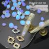 Blue Teardrop Cat Eye Frosted Nail Art Jewels - Oval Flat Back Gemstones for DIY Nail Decoration.