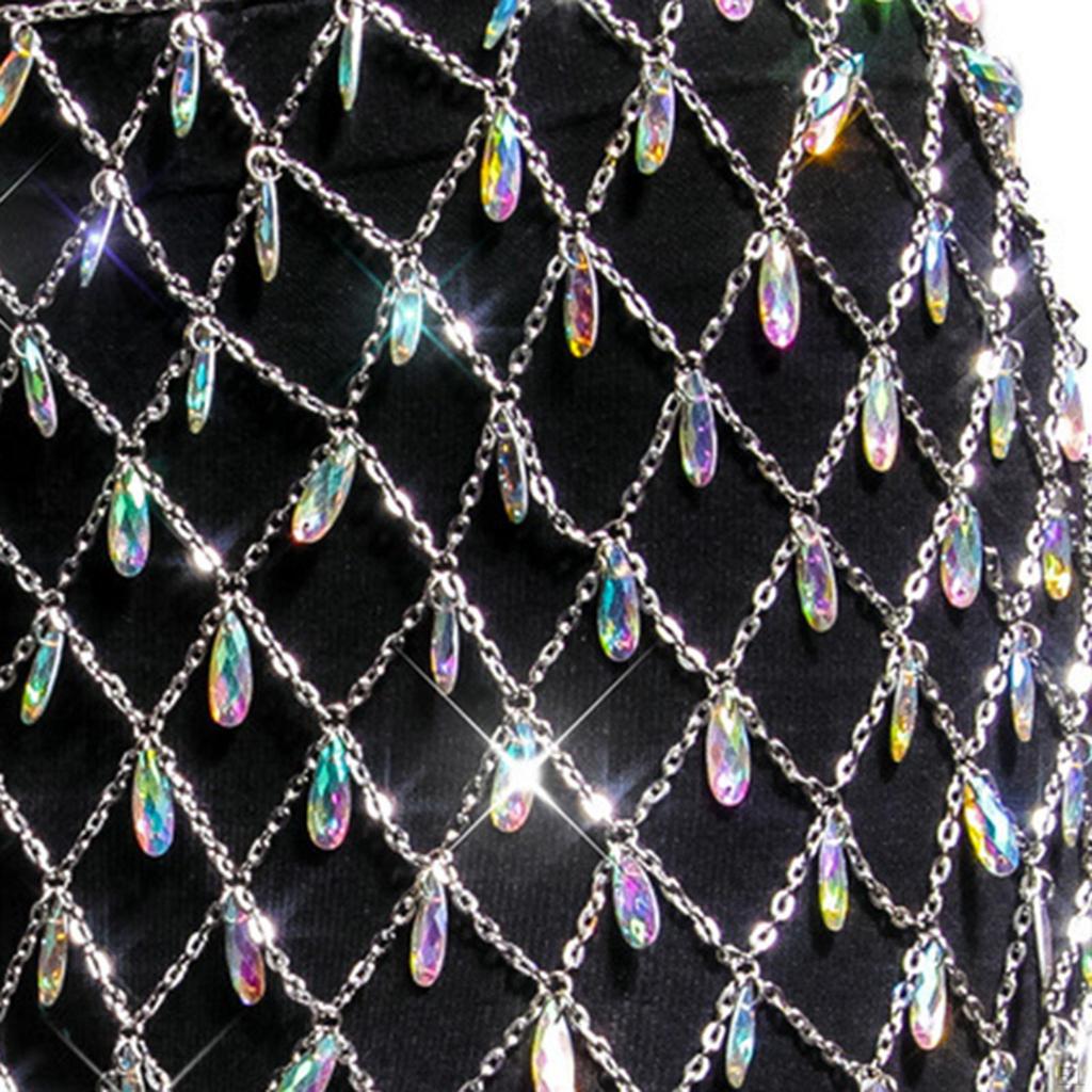 Hollow Mesh Short Rhinestone Body Chain Fashion Bikini Waist