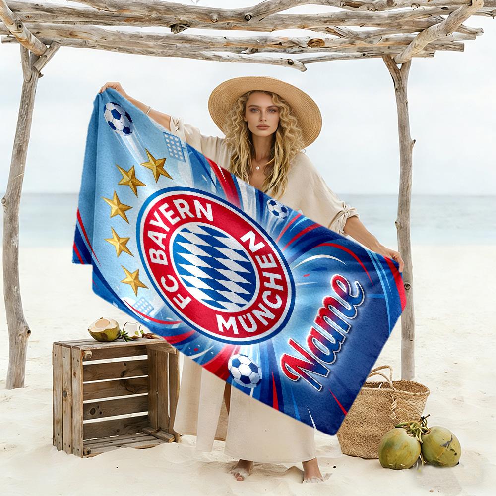 Bayern Munich Fan Gear Personalized Name Beach Towel Soft Durable Quick-Dry Portable for SwimmingBeachCamping Travel Beach AccessoriesGym