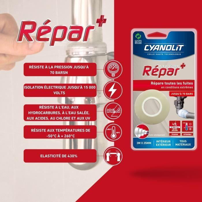 Ruban adhésif - CYANOLIT - Ruban silicone - Auto-fusionnant - Étanche - Résistant aux températures extrêmes