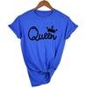 Queen Couples Women T Shirt Crown Printing Couple Clothes Summer Clothing Casual Round Neck Tops