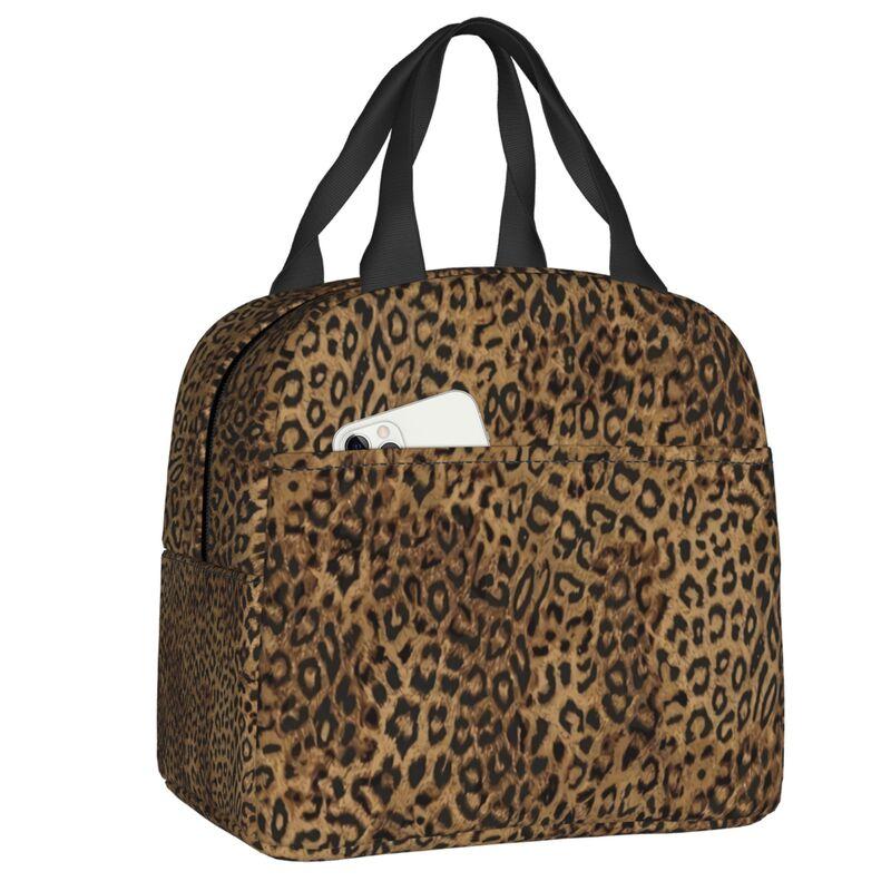 Borse Termiche Pranzo con Stampa Leopardo per Donne Pelle Animale Riutilizzabile Cooler Termico Cibo Pranzo Scatola Pranzo Lavoro Scuola Viaggio