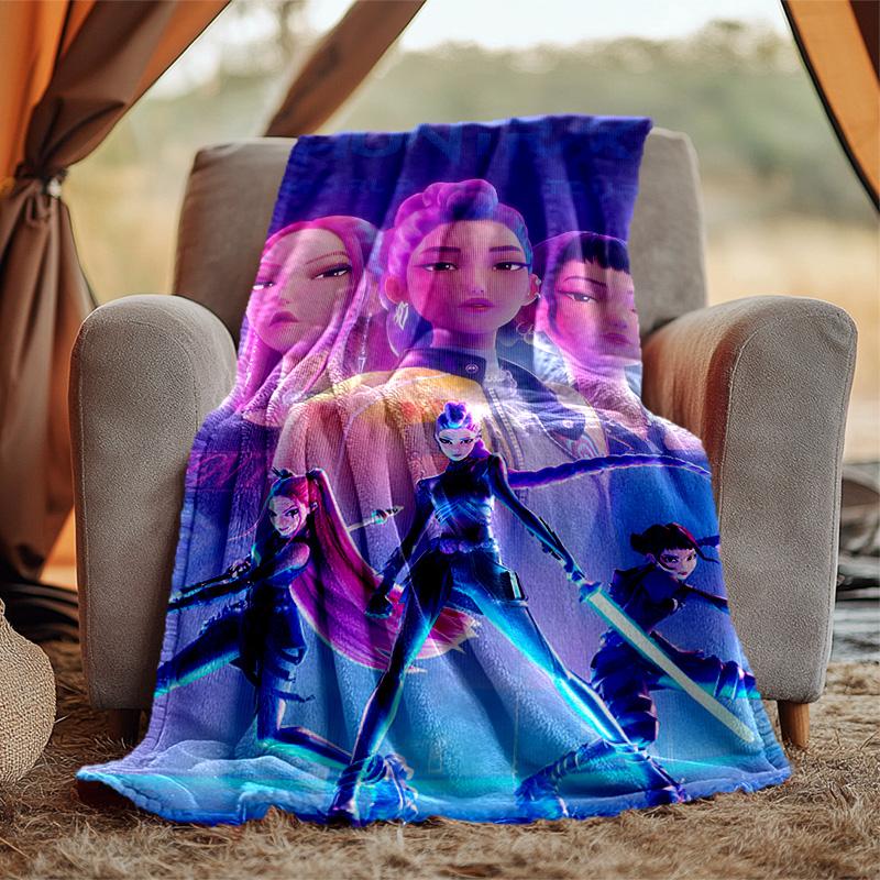 Kpop Hunter Flannel Blanket Soft Warm All-Season Throw, Design for Camping, Car Travel, Hiking Sofa, Bed, Office Perfect Gift for Parties