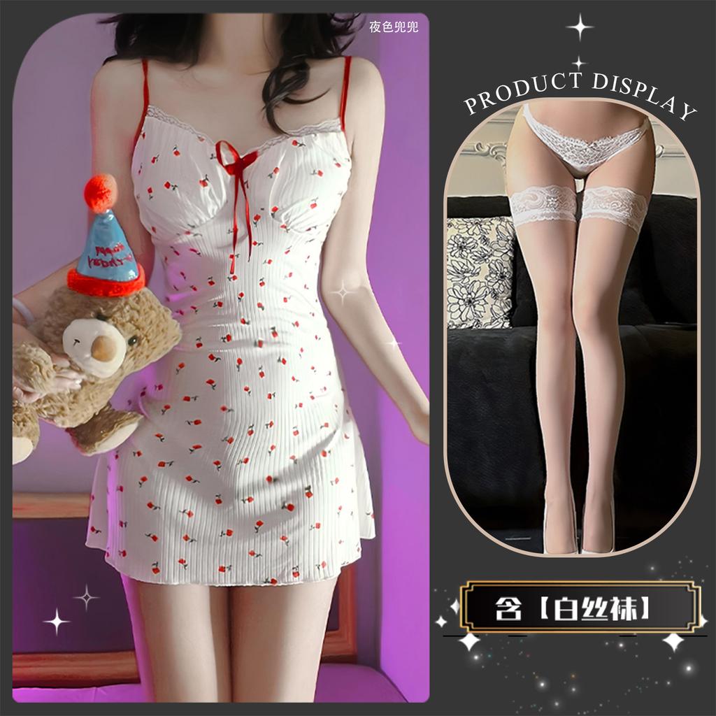 Sexy Underwear Sexy Pure Desire Style Home Nightdress Fresh and Sweet Butterfly Bow Tie Slim Backless Suspender Skirt