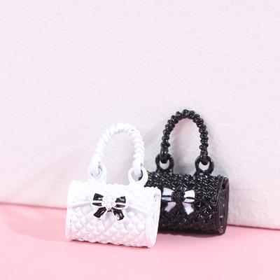 Bolso de mano de Metal para casa de muñecas, bolsa de compras en miniatura para accesorios de ropa, 2 uds., 1/12