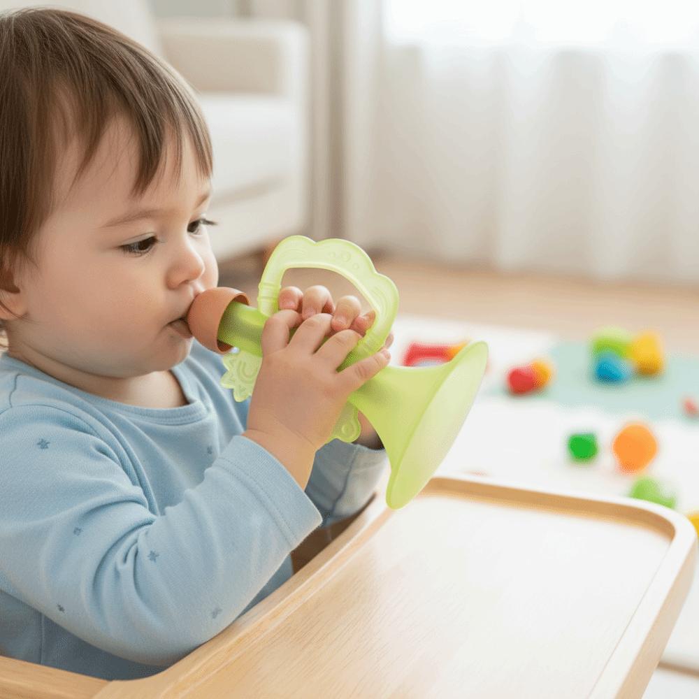 Food Grade Baby Teething Horn Colorful Design Baby Tooth Sensory Toy  Early Education