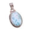 Natural Republic Larimar Edelstein Handgefertigter 925 Sterlingsilber Anhänger 1,50" E2C57