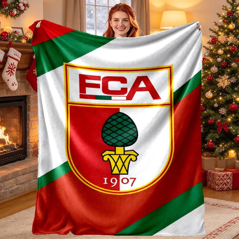 FC Augsburg Pattern Blanket for Home Decoration, Bed, Sofa, Car Travel, Camping, Suitable for All Seasons, Birthday Christmas Gift