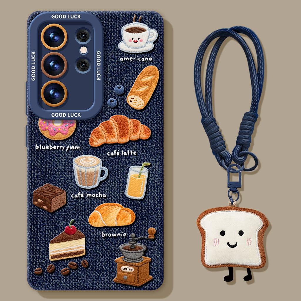 Denim Brot Handyhülle ist geeignet für Samsung GalaxyS26 Silikon S25 + Lanyard S24ultra neues S22 Set