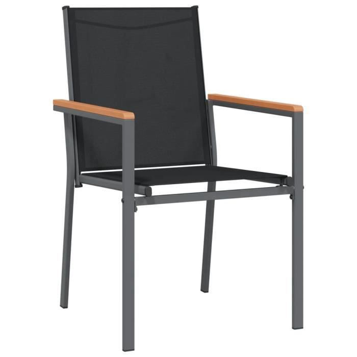 VidaXL Chaises de jardin lot de 2 noir 55x61,5x90cm textilène et acier 364099