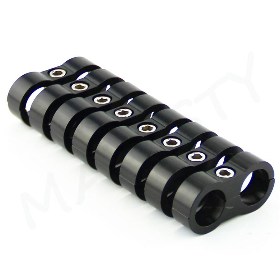 8pcs AN -6 AN6 14MM Braided Hose Separator Clamp Fitting Adapter Bracket Black