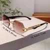 Vintage Rimless Polygon Shades Luxury Brand Gradient Women's Sunglasses Fashion Leopard Decor Travelling Sun Glasses
