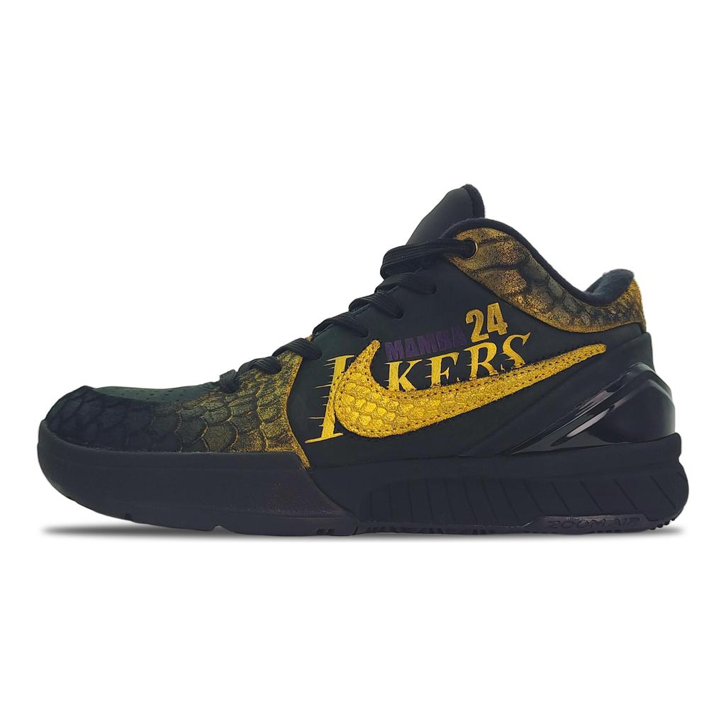 Nike Zoom Kobe 4 Protro 'Black Mamba' Cushioning Low top Basketball Shoes Unisex Black Gold FQ3544-001(Team188-)