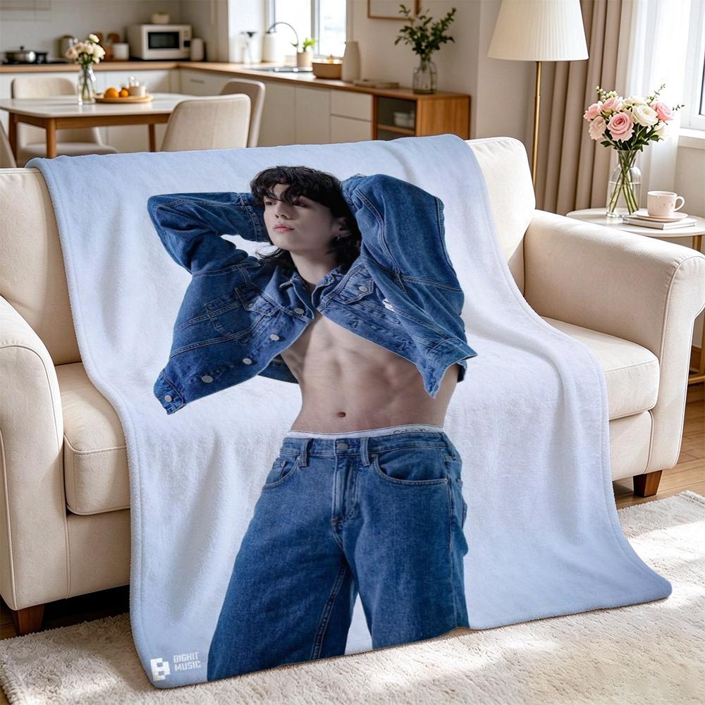 Stylish Man Yellow Jacket Portrait Pattern Blanket Warm Comfortable Fleece Blanket For Living Room Office Nap Lightweight Home Decor Halloween Gift