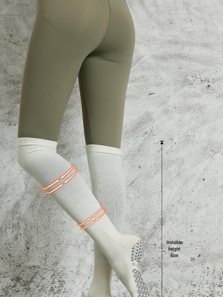 Women's Non-Slip Over-the-Knee Yoga Socks - Slim Fit, Combed Cotton, Warm Pilates Sports Mid-Tube Socks
