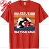 Jiu Jitsu Jesus Has Your Back Funny Christian Gift Vintage Mens TShirt Black Tops Summer Cotton Shirt Short Sleeve Streetwear