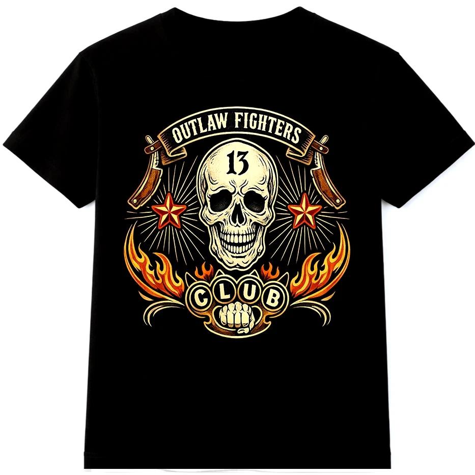 Biker Skull T Shirt Outlaw Riders 13 Vintage Motorcycle Club Graphic Tee XL