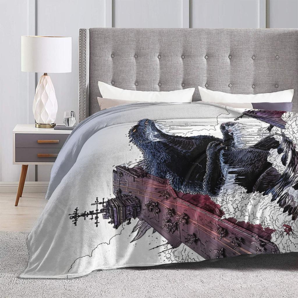 Great Wave Godzillaed Knitted Blankets Fleece Lightweight Throw Blankets for Bed Bedroom Quilt