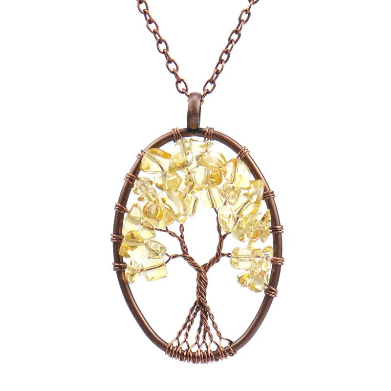 Vintage Hand-Wound Natural Gravel Crystal Curved Loose Root Tree Of Life Necklace Women S Necklace N23 цитриновый
