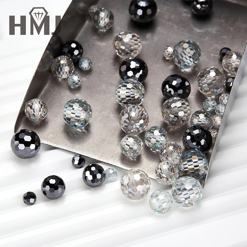 Factory Sale Loose Moissanite Round Shape Ball Beads Lab Grown Diamond Stones White Blue Black DIY Jewelry Making