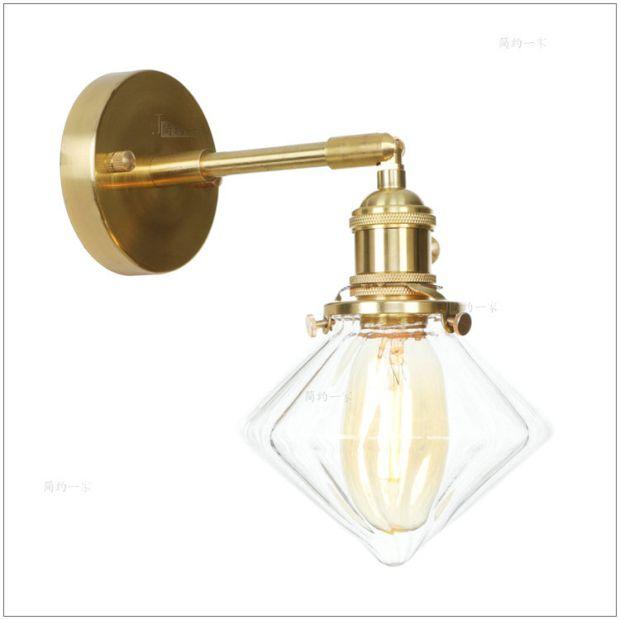 Nordic Modern Copper LED Wall Lamp Bedroom Bathroom Mirror Light Glass Ball Edison Retro Wall Lights Sconces