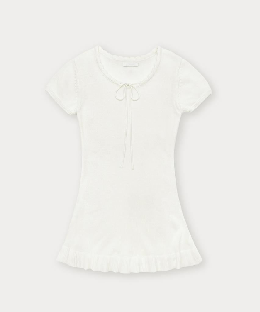 Sseomweeobeoteo Cotton Ribbon Knit Dress - Ivory