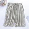 Men Summer Shorts Solid Color Loose Elastic Waist Drawstring Deep Crotch Keep Cooling Comfortable Pockets Plus Size Knee-length Shorts Men Clothes