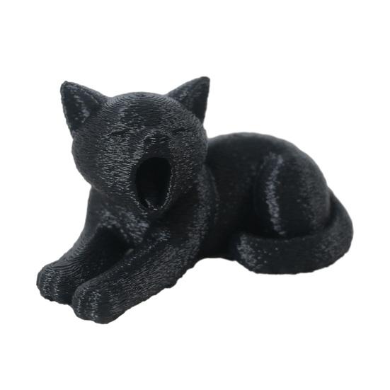 xiaobudian 3D Printed Cat Ornament, Realistic Plush Texture Figurines, Black White Cute Healing Sculpture, for Desk Car Bookshelf Decor