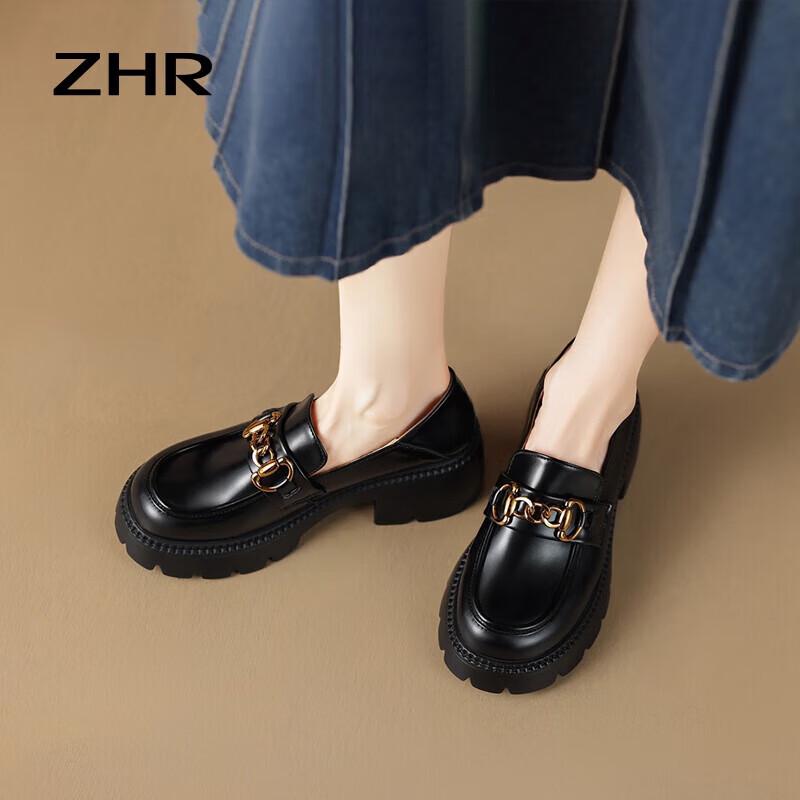 ZHR Women s Genuine Leather Platform Loafers AY116 36