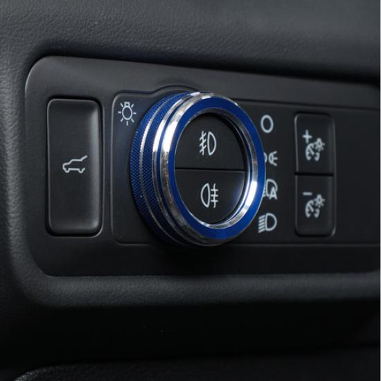 Alloy Blue Headlight Switch Adjust Knobs Ring Cover for Ford Explorer -