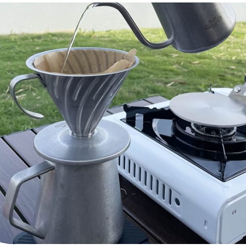 MERMOO YILAN Coffee Server Ripper Set, Coffee Dripper, Stylish Stainless Steel Coffee Server with Aged Finish, Coffee Pot, Serves 2-4, 600ml