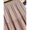 Women's Summer 2024 Pink A-Line Skirt - French Gentle Style, Long & Flowy