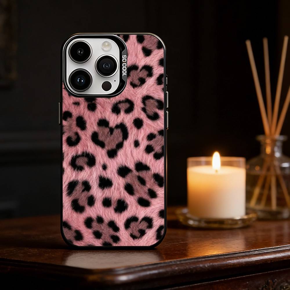 Leopard Print Tiger Skin Phone Case For iPhone 17,16,15,14,13,12,11,Pro Max,Plus Candy Silver Cover