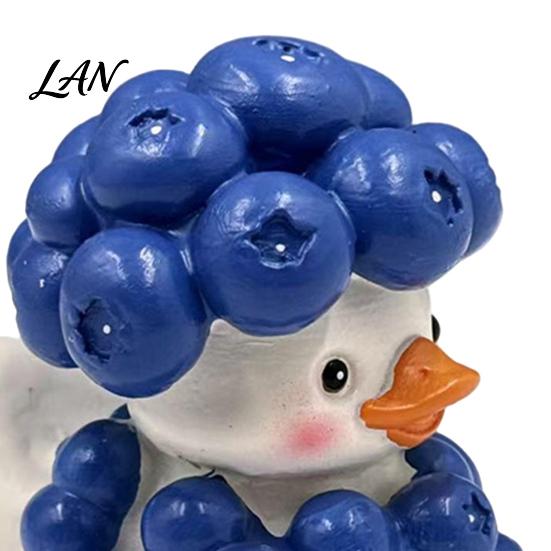 Handgefertigte Dreidimensionale Harz-Bastelarbeiten Blaubeeren-Enten-Ornament, Niedliche Cartoon-Figur, Miniatur Kreative Ästhetische Raumdekorations-Accessoires