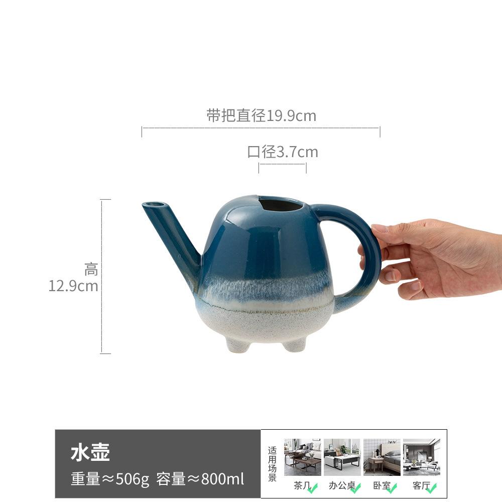 Multi-Color Creative Pot-Shaped Vase Household Ceramic Kettle Flower Arrangement Decorative Ornament Practical Watering Kettle Teapot