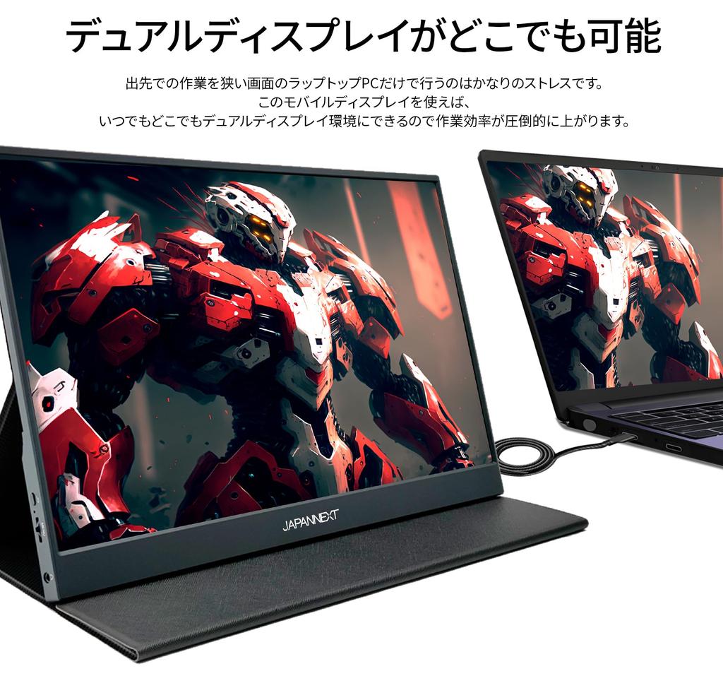 JAPANNEXT Mobile IPS Full HD 1920x1080 Resolution PC 15.6-inch Monitor, Panel, (Type C, Compatible, Built-in Speakers, 100% sRGB, Matte)