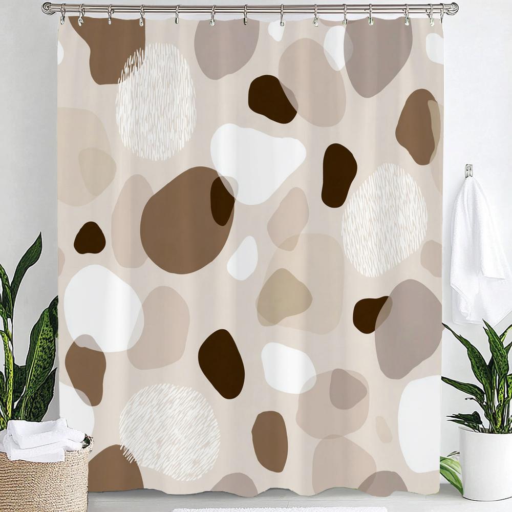 Modern Geometric Shower Curtain, Stylish Design Modern Minimalist Bathroom Curtain , Home Decoration Curtain With Hooks